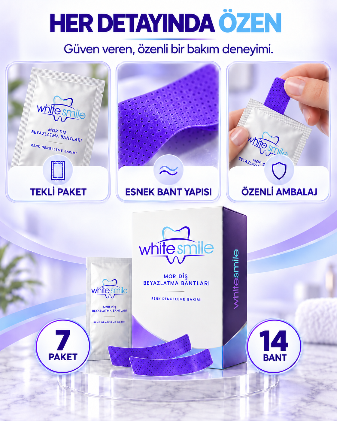White Smile Mor Diş Beyazlatma Bandı