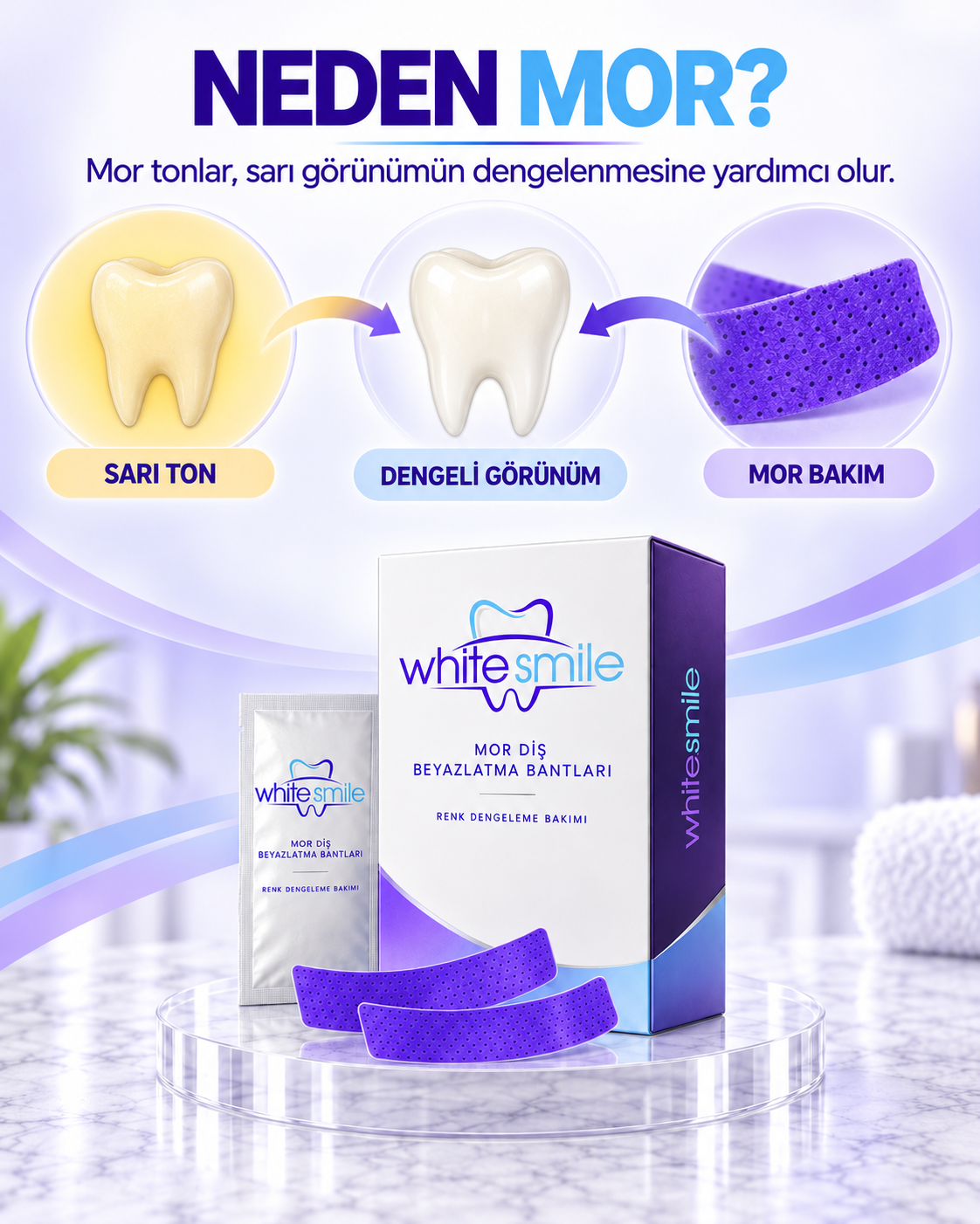 White Smile Mor Diş Beyazlatma Bandı