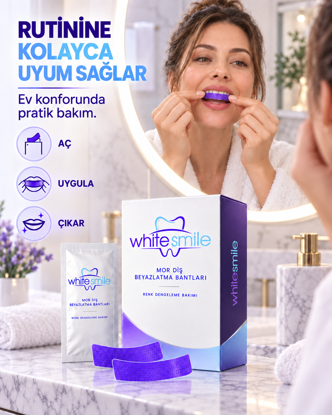 White Smile Mor Diş Beyazlatma Bandı